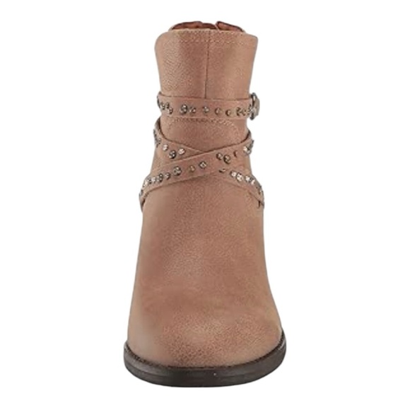 Lucky Brand Callam Studded Strap Bootie NWOB Size 6.5 / 7 Brown Heel Boot - Picture 3 of 15